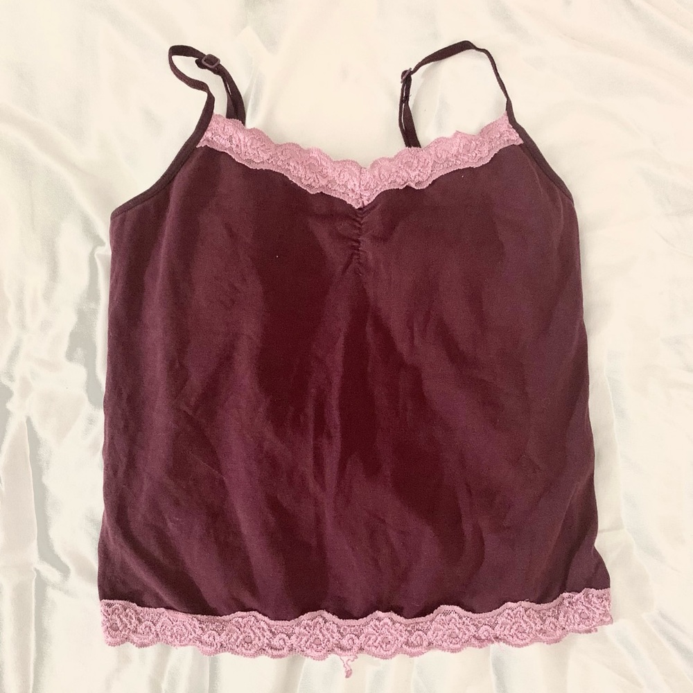 Vintage Laced Pink/Burgundy Tank Top❤️